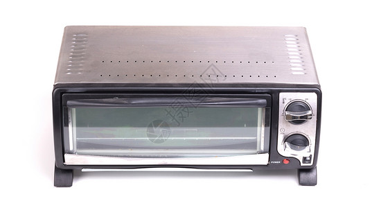 在背景上隔离的电炉白色对流烹饪黑色烘烤电烤箱烤箱控制背景图片