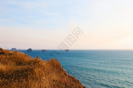 在阳光明媚的一天 太平洋海岸美丽的景色悬崖高清图片素材