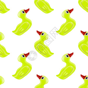 有趣的橡胶黄鸭无缝图案橡皮小鸭子动物童年塑料橙子时间包装洗澡浴室水高清图片素材