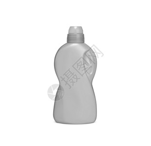 白底隔离的塑料化化学剂瓶塑料化学护发素产品液体柔软剂灰色洗衣织物化学品背景图片