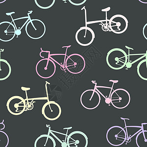 在无缝背景上收集自行车健康速度车辆运动插图车轮旅行运输背景图片