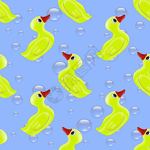 有趣的橡胶黄鸭无缝图案浴室肥皂宠物插图洗澡动物婴儿淋浴卡通片包装水高清图片素材
