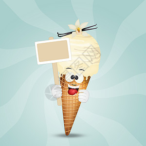 香草冰淇淋插图标签锥体卡通片奶油状冰镇背景图片