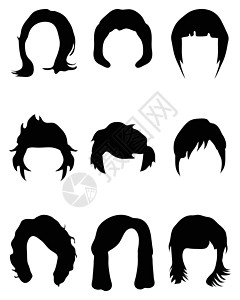 发型轮椅黑发派对头发沙龙卷发造型插图男人女士理发师背景图片