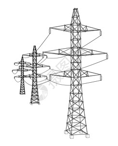 电塔或电塔概念 韦克托电报电缆城市活力插图力量草图框架电力电压设计图片