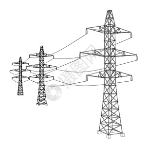 电塔或电塔概念 韦克托城市框架力量电报电力通讯电缆技术活力草图设计图片
