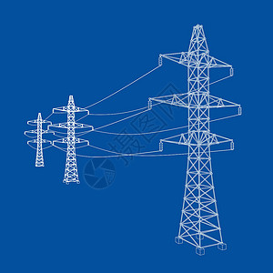 电塔或电塔概念 韦克托草图活力技术电报城市通讯力量电力插图电压背景图片