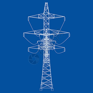 电塔或电塔概念 韦克托城市技术草图电报框架通讯电缆插图活力电力设计图片