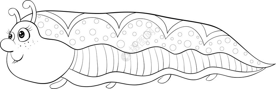 一本儿童着色书 一页卡通蠕虫图像以放松背景图片