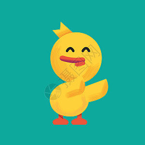 小鸡小鸭卡通黄鸭 小鸭感觉微笑和快乐 它制作图案矢量插画