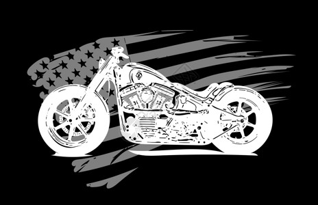 美国店铺手绘和加插的美国旧式直升机摩托车浮标维修车轮合金小子引擎插图速度汽车发动机插画