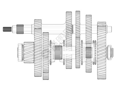 概述齿轮箱概念 韦克托绘画3d技术机械工业插图工程机器渲染牙齿车轮高清图片素材