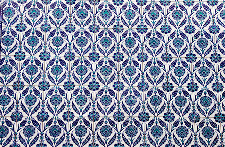 托普卡古代奥斯曼时间手工制作的土耳其瓷砖马赛克建筑学制品火鸡古董石头艺术绘画蓝色历史背景