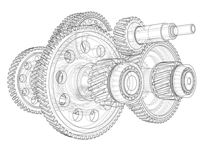 概述齿轮箱概念 韦克托工厂3d渲染绘画齿轮技术电脑车轮工具团队圆圈高清图片素材