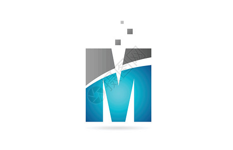 用于徽标图标设计的蓝色灰色字母M背景图片