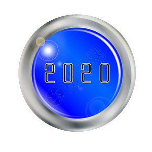 2020年 蓝按钮插图新年徽章绘画背景图片