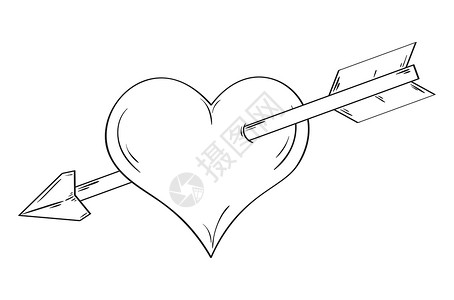 箭头穿透的简单线性心脏背景图片