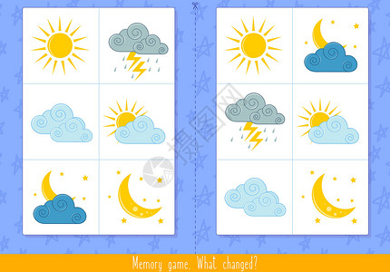 天气图儿童记忆游戏 找不同 教育儿童游戏季节晴天幼儿园活动童年气象注意力天气孩子天空设计图片