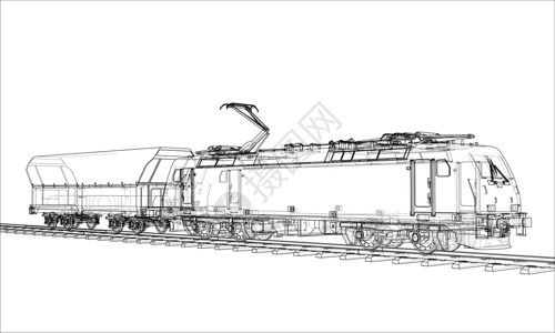现代火车概念 韦克托速度多边形海报矢量铁路运输3d技术引擎草图设计图片