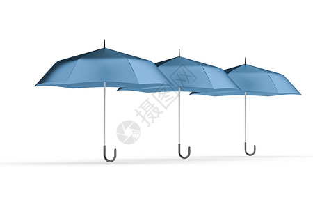 3伞与白色背景天气插图安全银行业气象商业渲染气候保险3d背景图片