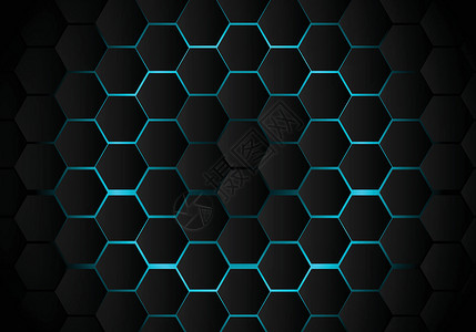 浅蓝色背景技术的黑色六边形抽象图案区块链高清图片素材