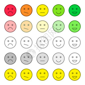 满意度图标反馈和评级满意度 客户服务质量审查 微笑各种情绪的集合 漂亮的平面图标设计图片
