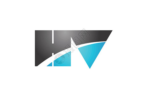 字母hvh v 徽标公司图标设计身份灰色创造力标识插图蓝色商业高压背景图片