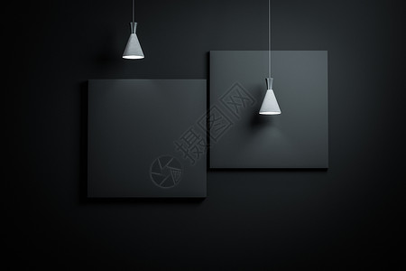 3d渲染精美顶光展墙3d展示建筑画廊工作室文件夹光束房间陈列室广告背景图片
