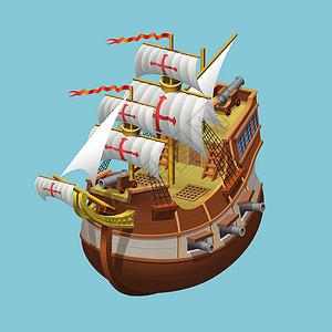 Galleon 航行旧船轴衡算矢量说明背景图片