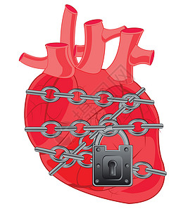 阿穆尔河锁在谷仓锁上的人的心脏插画