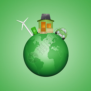 生态可持续世界环保太阳能板环境插图回收活力绿色背景图片