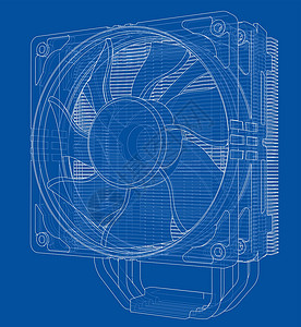 CPU散热器Cpu 科勒概念 韦克托硬件技术蓝图流动扇子冷却温度处理器径向空气设计图片