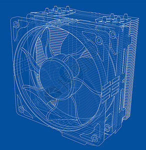 托米斯勒尼科Cpu 科勒概念 韦克托蓝图冷却剂温度硬件流动扇子处理器径向草图单元设计图片