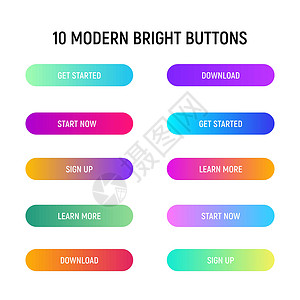 号召性用语 web 按钮集 网页的渐变和明亮的颜色设计设计图片