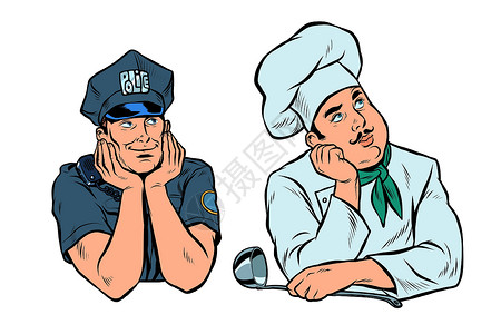 男性厨师品尝梦见男警察和厨师se设计图片