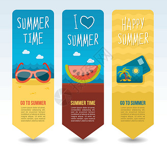 旅行和度假矢量横幅海浪天空邮政假期海滩太阳镜眼镜棕榈卡片食物背景图片