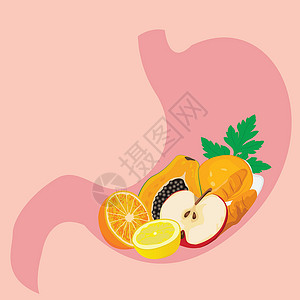 胃部形状充斥着健康的米瓜 健康消化概念 饮食高清图片