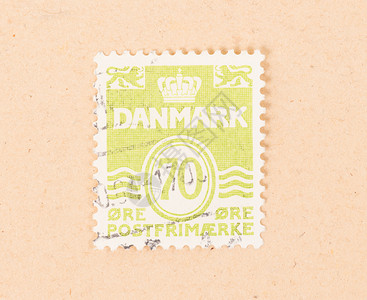 1980年 丹麦印刷的印章显示它的价值历史性信封收集收藏爱好邮资邮票空气古董背景图片