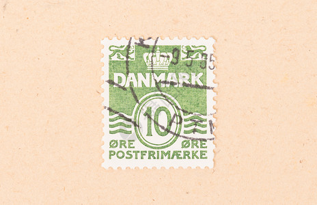 1980年 丹麦印刷的印章显示它的价值邮资信封收集古董历史性收藏爱好空气邮票背景图片