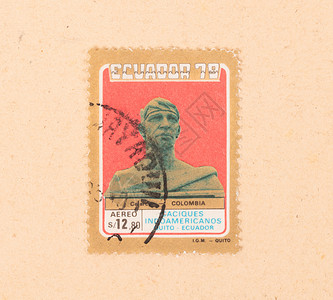 1980年 厄瓜多尔印刷的一张印章展示了该图背景图片