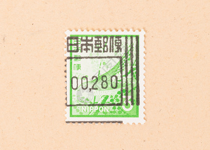 1980年 日本印刷的邮票显示它的价值 c背景图片