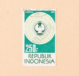 印度尼西亚-CIRCA 1982年 印度尼西亚印刷的邮票显示背景图片