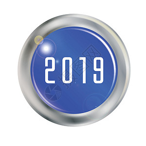 2019 蓝按钮徽章插图绘画新年背景图片