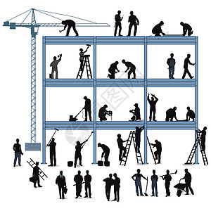 技术员和工匠在建造房屋方面承包商合作建筑工人男士手工具装修建筑插图维修技术背景图片