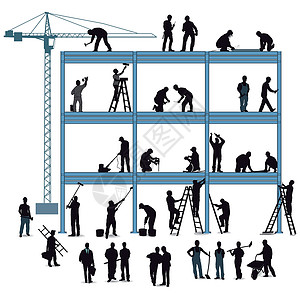 技术员和工匠在建造房屋方面建筑工人手工具作坊管道合作工具箱承包商电工工人技术背景图片