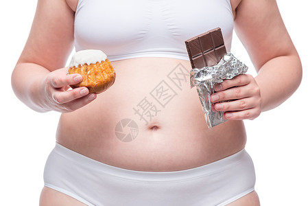 有巧克力和松饼的胖女孩 内裤 肚子紧闭高清图片