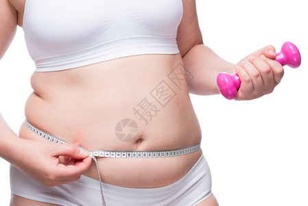 与肥胖概念抗争照片-超重妇女装着哑巴高清图片