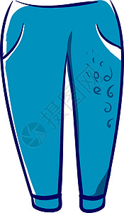 白色背景上的蓝色男士裤子插画矢量背景图片