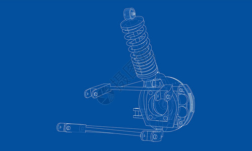 带减震器的汽车悬架 韦克托吸收器力学插图机械服务车辆圆柱绘画机器运输设计图片