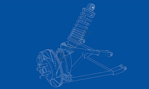 带减震器的汽车悬架 韦克托机械金属车辆服务车轮力学轮胎绘画圆圈螺旋设计图片